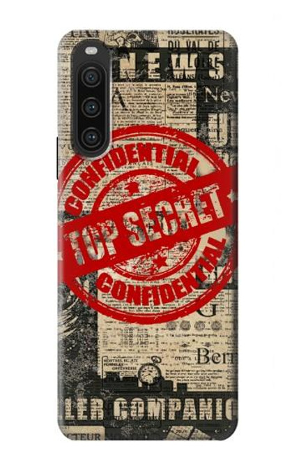 W3937 Text Top Secret Art Vintage Hard Case and Leather Flip Case For Sony Xperia 10 V