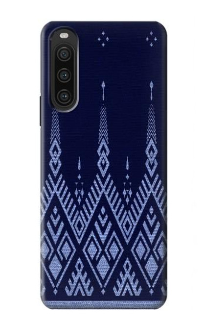 W3950 Textile Thai Blue Pattern Hard Case and Leather Flip Case For Sony Xperia 10 V