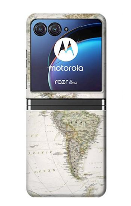 W0604 World Map Hard Case For Motorola Razr 40 Ultra