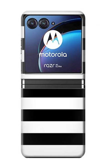 W1596 Black and White Striped Hard Case For Motorola Razr 40 Ultra