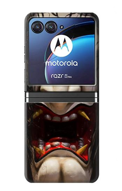 W2112 Hannya Demon Mask Hard Case For Motorola Razr 40 Ultra