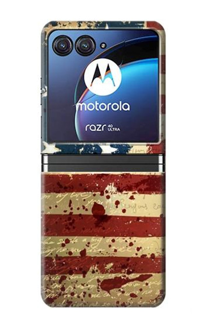 W2349 Old American Flag Hard Case For Motorola Razr 40 Ultra