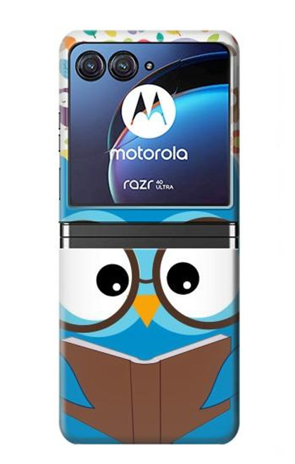 W2521 Cute Nerd Owl Cartoon Hard Case For Motorola Razr 40 Ultra