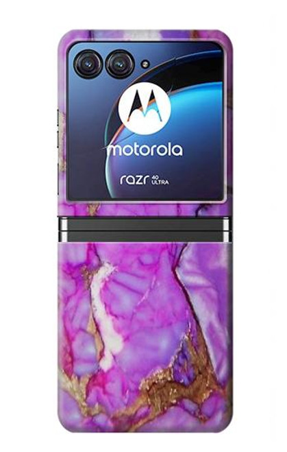 W2907 Purple Turquoise Stone Hard Case For Motorola Razr 40 Ultra
