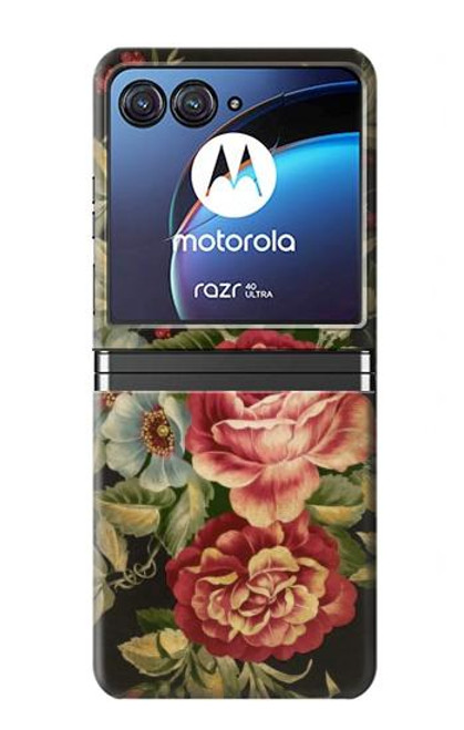 W3013 Vintage Antique Roses Hard Case For Motorola Razr 40 Ultra