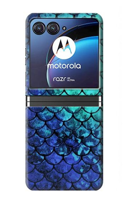 W3047 Green Mermaid Fish Scale Hard Case For Motorola Razr 40 Ultra
