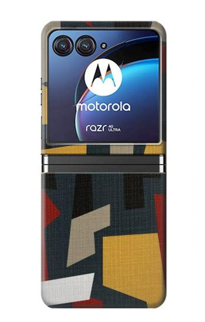 W3386 Abstract Fabric Texture Hard Case For Motorola Razr 40 Ultra