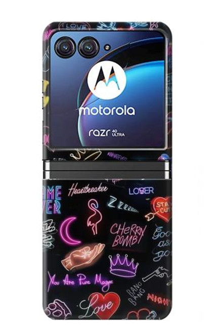 W3433 Vintage Neon Graphic Hard Case For Motorola Razr 40 Ultra