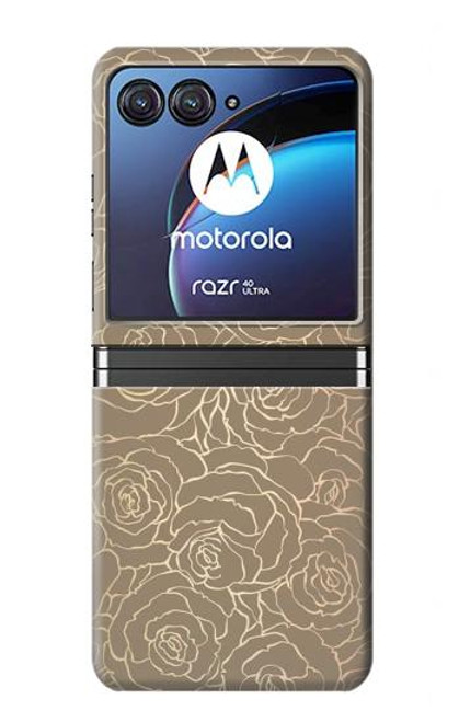 W3466 Gold Rose Pattern Hard Case For Motorola Razr 40 Ultra