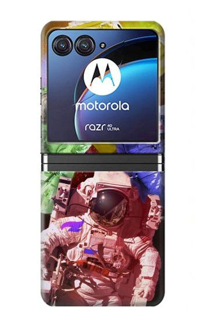 W3914 Colorful Nebula Astronaut Suit Galaxy Hard Case For Motorola Razr 40 Ultra