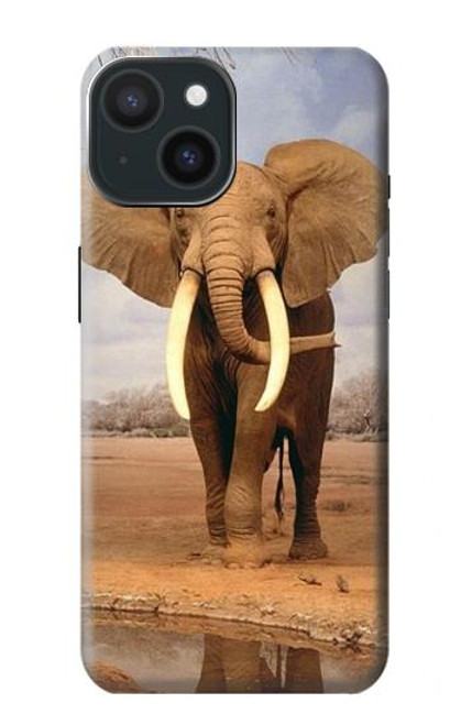 W0310 African Elephant Hard Case and Leather Flip Case For iPhone 15