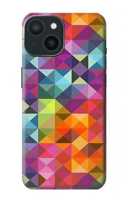 W3477 Abstract Diamond Pattern Hard Case and Leather Flip Case For iPhone 15