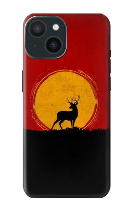 W3513 Deer Sunset Hard Case and Leather Flip Case For iPhone 15