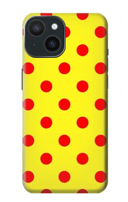 W3526 Red Spot Polka Dot Hard Case and Leather Flip Case For iPhone 15