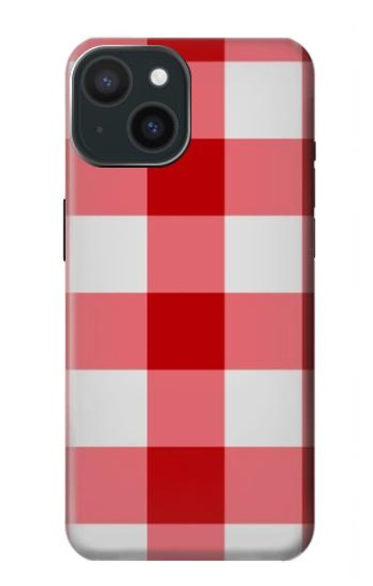 W3535 Red Gingham Hard Case and Leather Flip Case For iPhone 15
