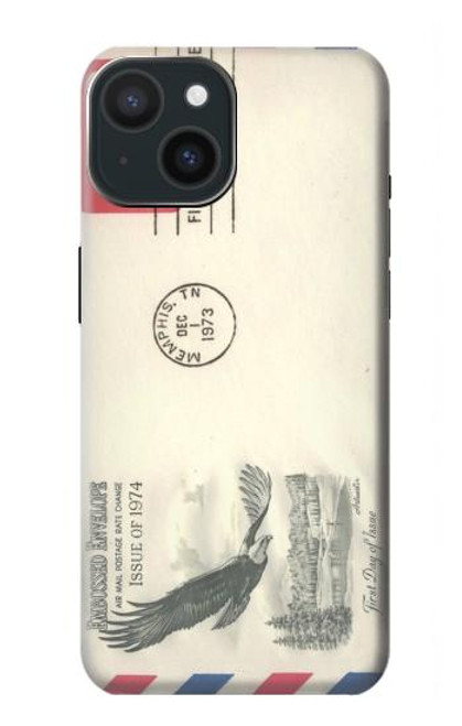 W3551 Vintage Airmail Envelope Art Hard Case and Leather Flip Case For iPhone 15