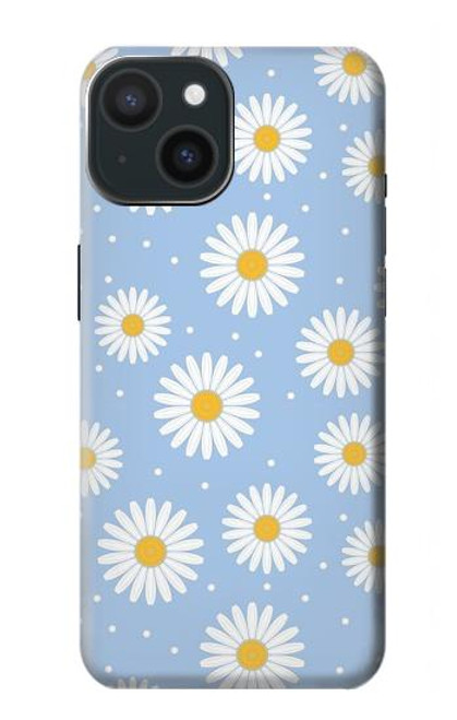 W3681 Daisy Flowers Pattern Hard Case and Leather Flip Case For iPhone 15