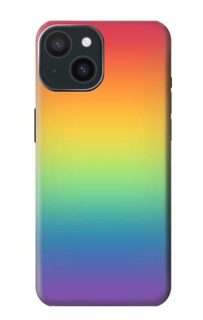 W3698 LGBT Gradient Pride Flag Hard Case and Leather Flip Case For iPhone 15