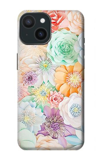 W3705 Pastel Floral Flower Hard Case and Leather Flip Case For iPhone 15