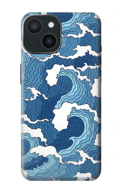 W3751 Wave Pattern Hard Case and Leather Flip Case For iPhone 15