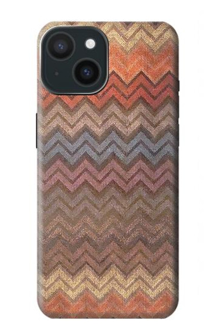 W3752 Zigzag Fabric Pattern Graphic Printed Hard Case and Leather Flip Case For iPhone 15