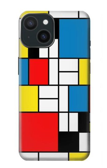 W3814 Piet Mondrian Line Art Composition Hard Case and Leather Flip Case For iPhone 15