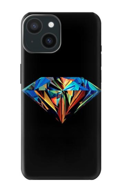 W3842 Abstract Colorful Diamond Hard Case and Leather Flip Case For iPhone 15