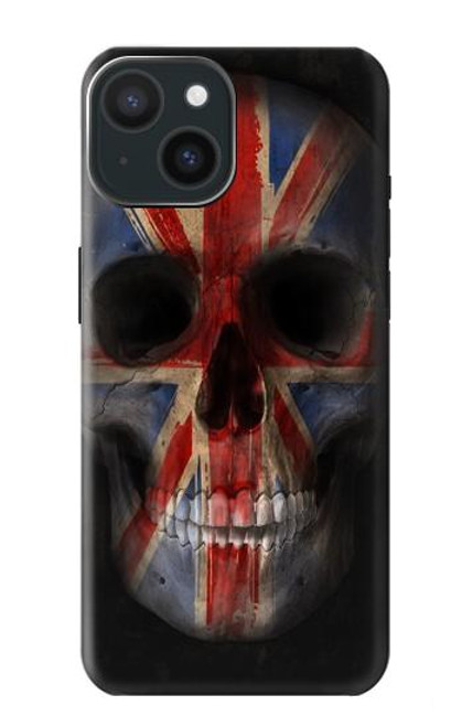 W3848 United Kingdom Flag Skull Hard Case and Leather Flip Case For iPhone 15