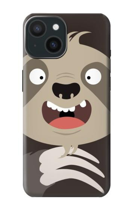 W3855 Sloth Face Cartoon Hard Case and Leather Flip Case For iPhone 15