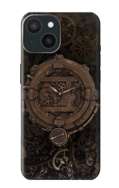 W3902 Steampunk Clock Gear Hard Case and Leather Flip Case For iPhone 15
