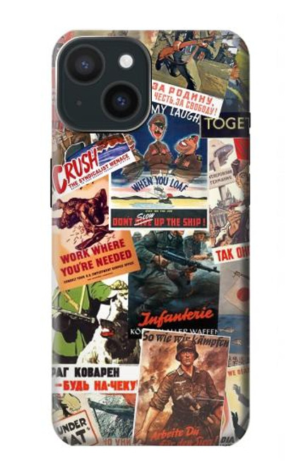 W3905 Vintage Army Poster Hard Case and Leather Flip Case For iPhone 15