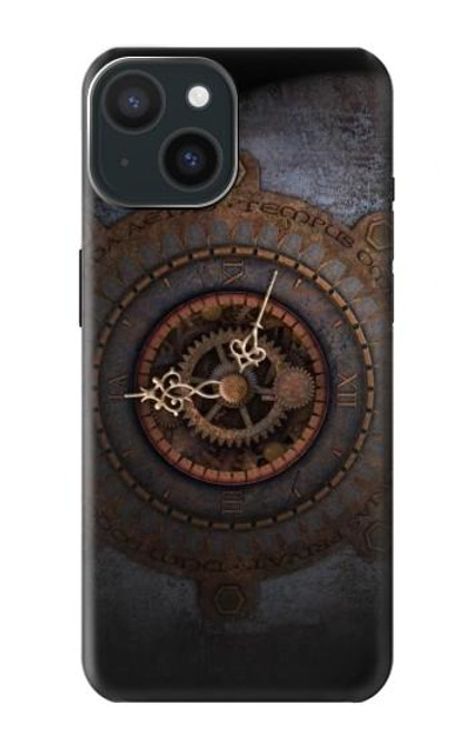 W3908 Vintage Clock Hard Case and Leather Flip Case For iPhone 15