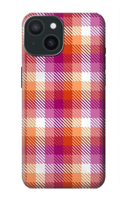 W3941 LGBT Lesbian Pride Flag Plaid Hard Case and Leather Flip Case For iPhone 15