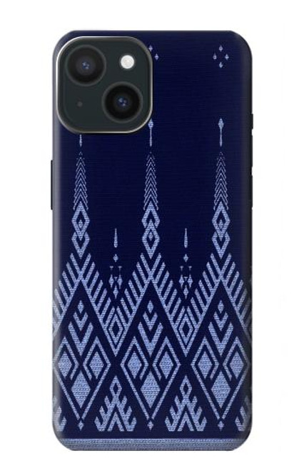 W3950 Textile Thai Blue Pattern Hard Case and Leather Flip Case For iPhone 15