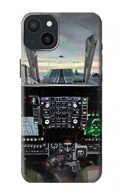 W2435 Fighter Jet Aircraft Cockpit Hard Case and Leather Flip Case For iPhone 15 Plus