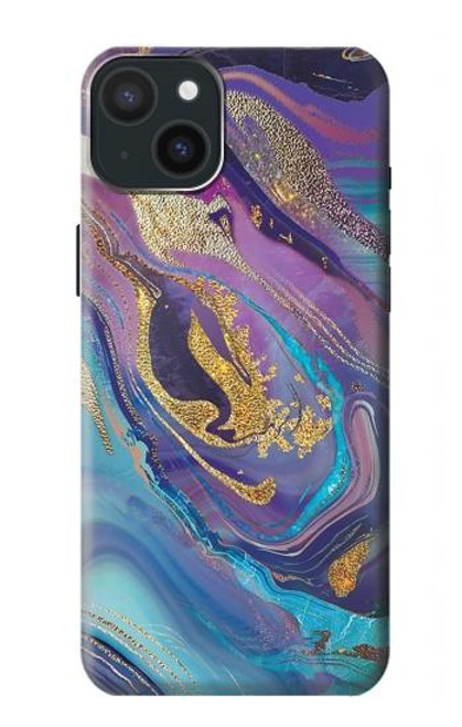 W3676 Colorful Abstract Marble Stone Hard Case and Leather Flip Case For iPhone 15 Plus