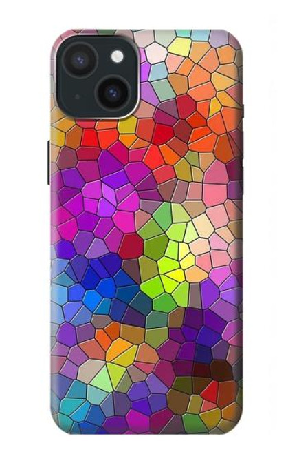 W3677 Colorful Brick Mosaics Hard Case and Leather Flip Case For iPhone 15 Plus