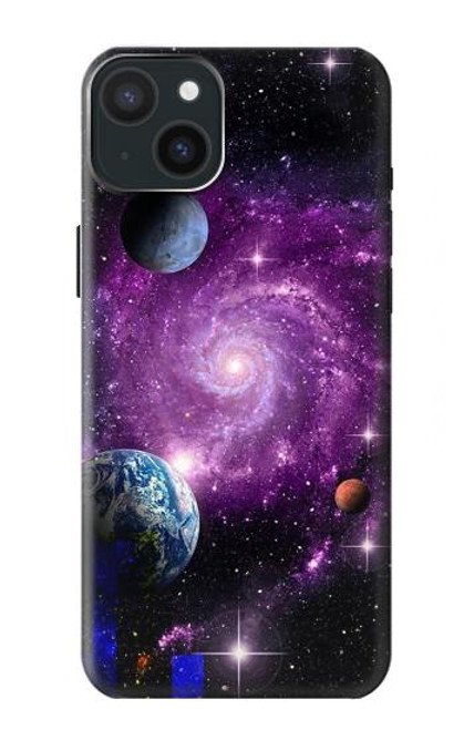 W3689 Galaxy Outer Space Planet Hard Case and Leather Flip Case For iPhone 15 Plus