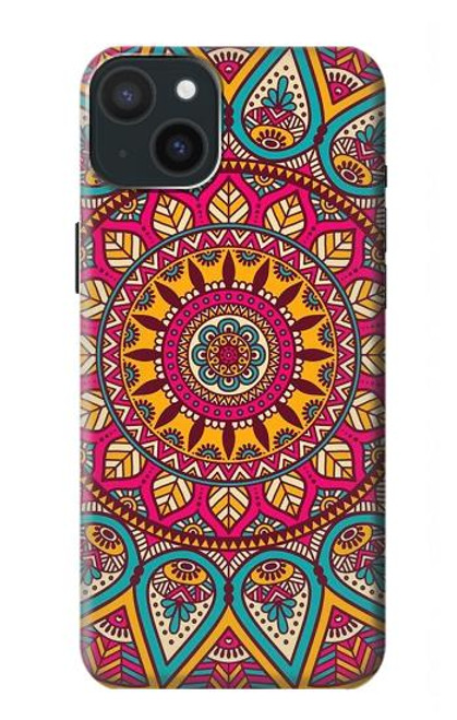 W3694 Hippie Art Pattern Hard Case and Leather Flip Case For iPhone 15 Plus