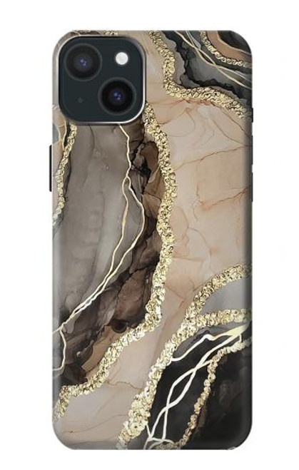 W3700 Marble Gold Graphic Printed Hard Case and Leather Flip Case For iPhone 15 Plus