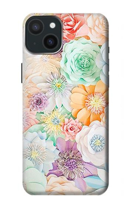 W3705 Pastel Floral Flower Hard Case and Leather Flip Case For iPhone 15 Plus