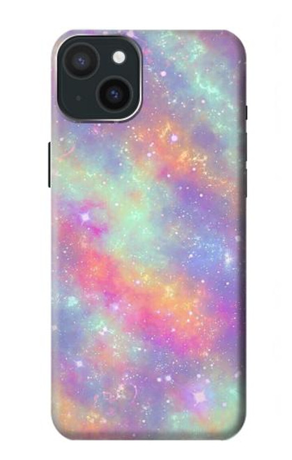 W3706 Pastel Rainbow Galaxy Pink Sky Hard Case and Leather Flip Case For iPhone 15 Plus