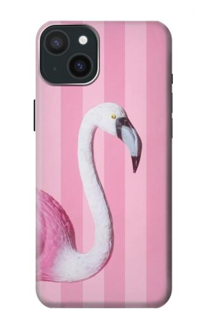 W3805 Flamingo Pink Pastel Hard Case and Leather Flip Case For iPhone 15 Plus