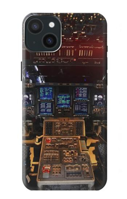 W3836 Airplane Cockpit Hard Case and Leather Flip Case For iPhone 15 Plus