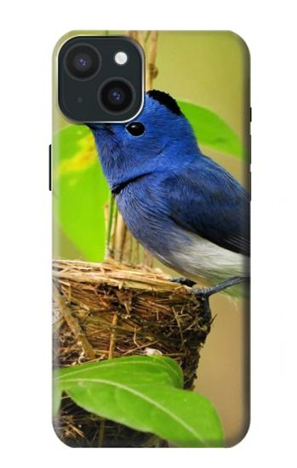 W3839 Bluebird of Happiness Blue Bird Hard Case and Leather Flip Case For iPhone 15 Plus