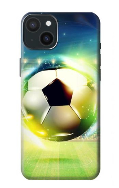 W3844 Glowing Football Soccer Ball Hard Case and Leather Flip Case For iPhone 15 Plus