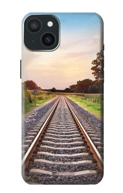 W3866 Railway Straight Train Track Hard Case and Leather Flip Case For iPhone 15 Plus