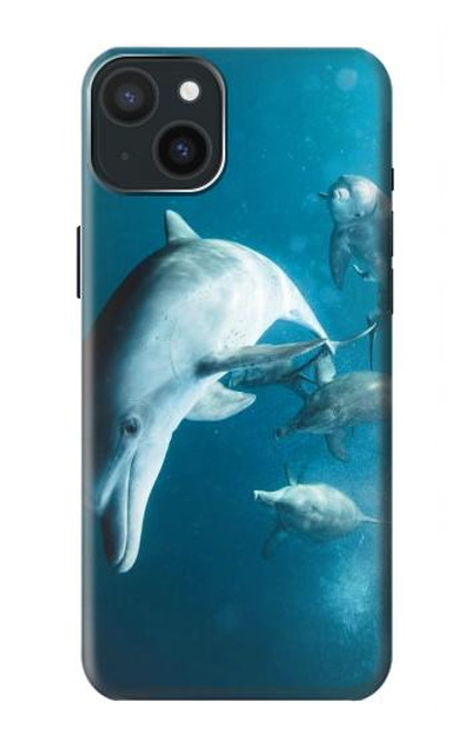 W3878 Dolphin Hard Case and Leather Flip Case For iPhone 15 Plus