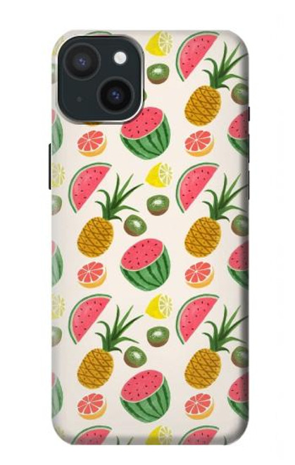 W3883 Fruit Pattern Hard Case and Leather Flip Case For iPhone 15 Plus
