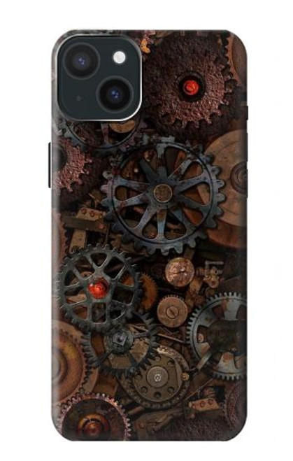 W3884 Steampunk Mechanical Gears Hard Case and Leather Flip Case For iPhone 15 Plus